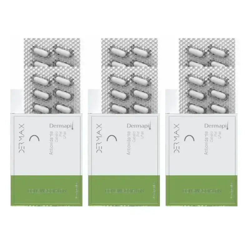 Dermax Dermapil Cabelo, Pele e Unhas, Embalagem 3 x 30 cápsulas