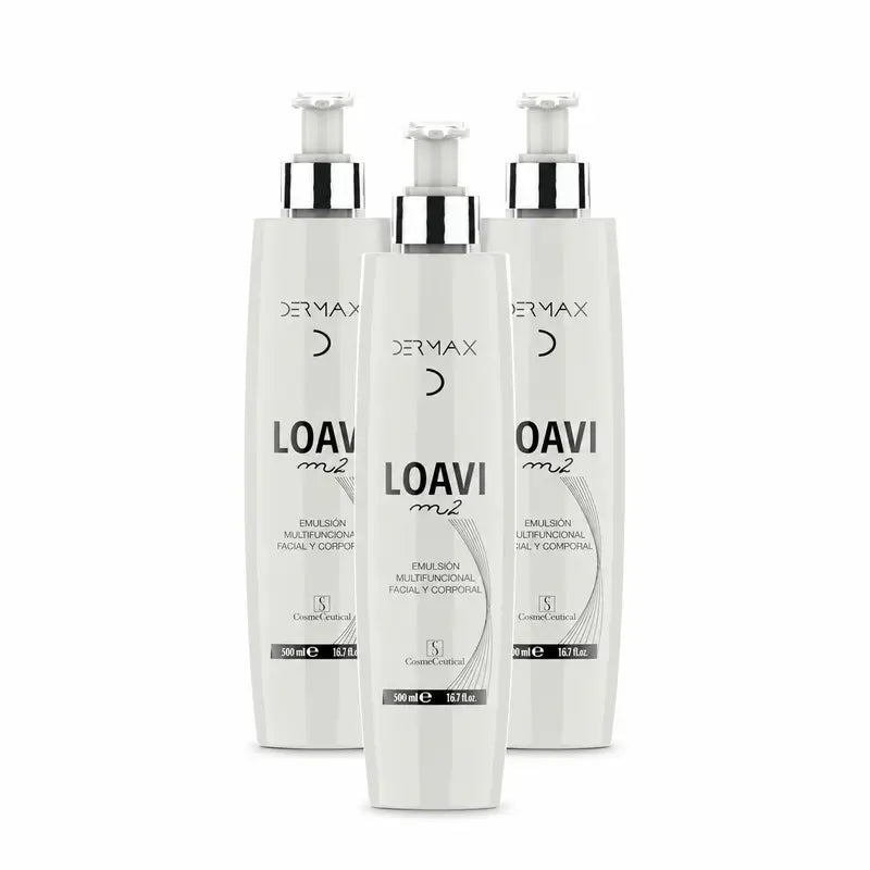 Dermax Loavi M2 Emulsão Facial e Corporal, Embalagem de 3 x 500 ml