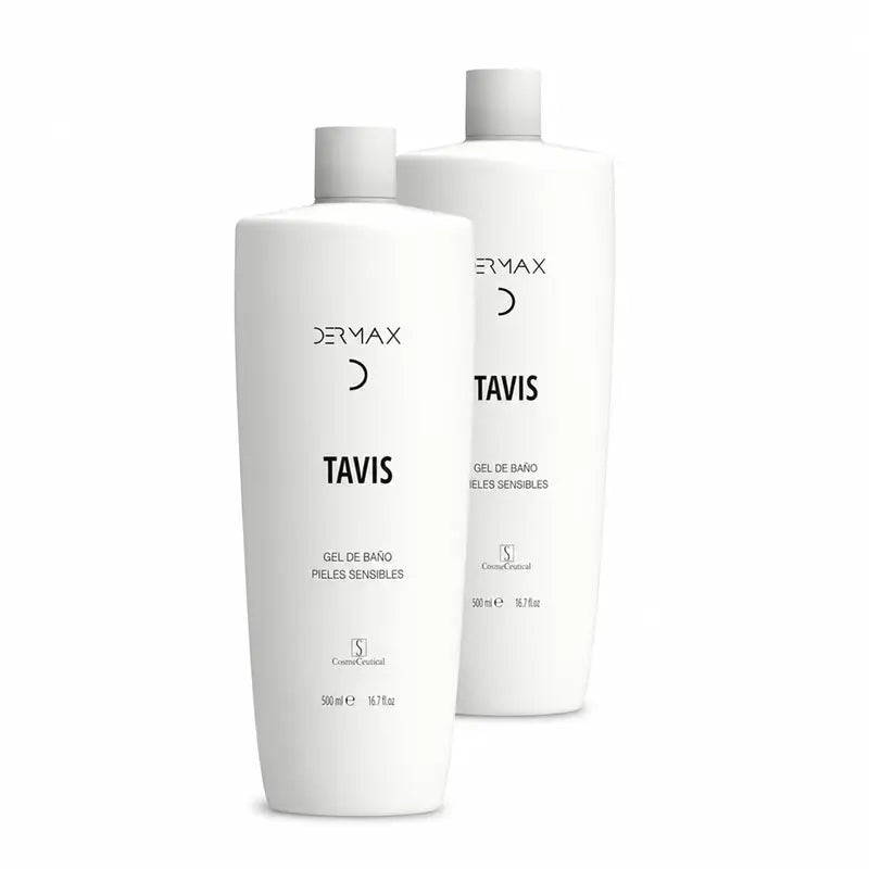 Dermax Tavis Gel de Banho para Peles Sensíveis, Embalagem com 2 x 500 ml