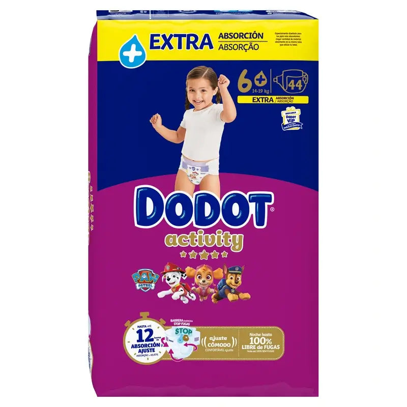 Dodot Activity Tamanho 6+ (+14 kg), 44 fraldas
