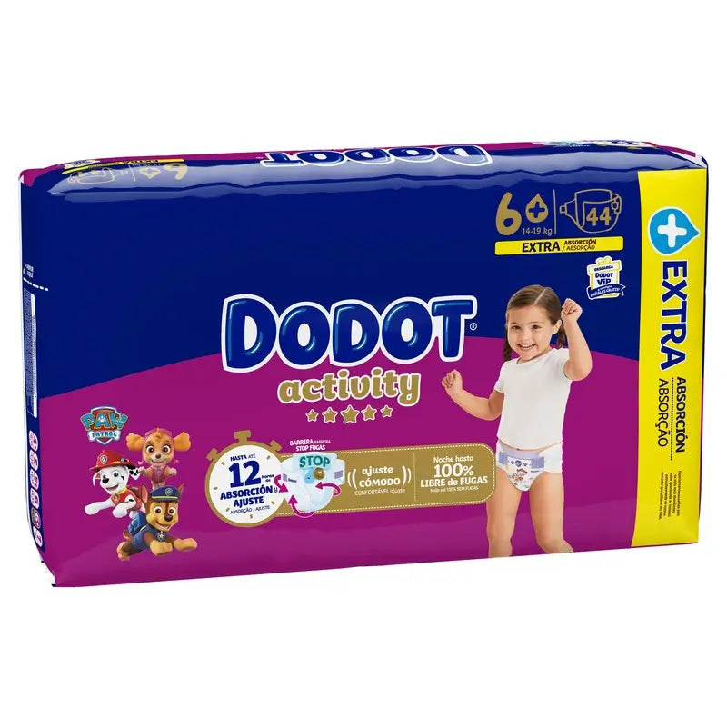 Dodot Activity Tamanho 6+ (+14 kg), 44 fraldas