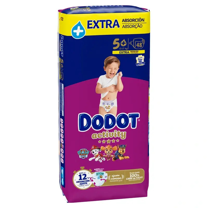 Dodot Activity Tamanho 5+ Extra Jumbo (12-17 Kg), 48 fraldas