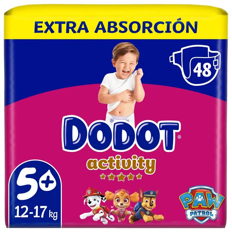 Dodot Activity Tamanho 5+ Extra Jumbo (12-17 Kg), 48 fraldas
