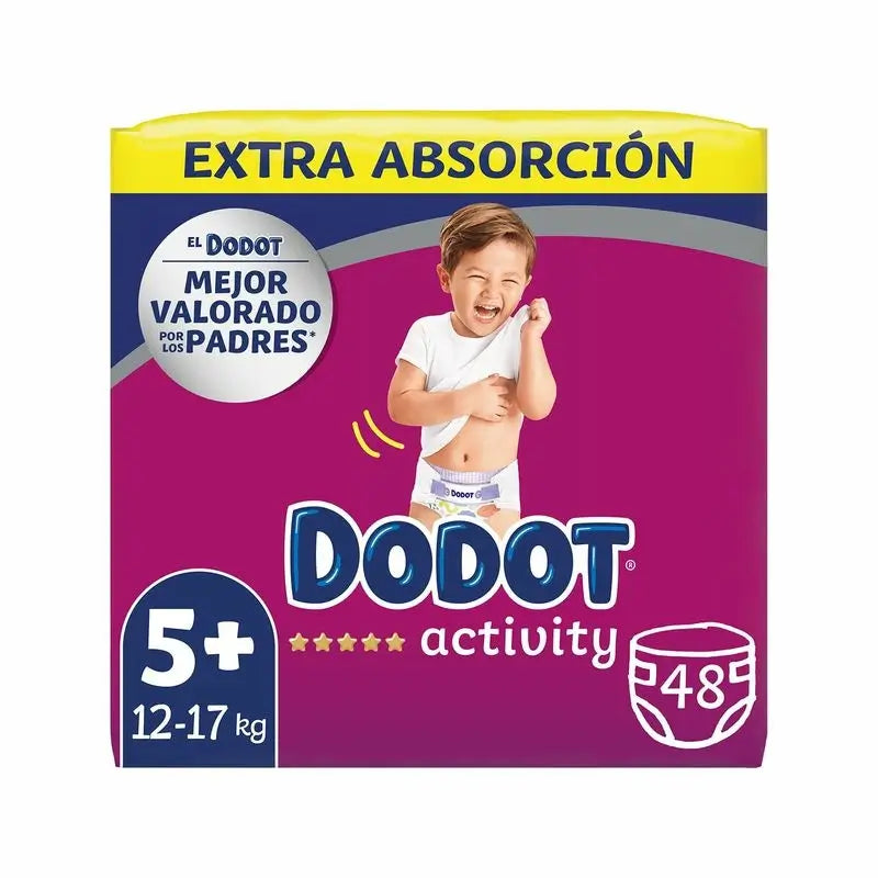 Dodot Activity Nappy Extra Jumbo Tamanho 5+ (12-17 Kg), 48 peças