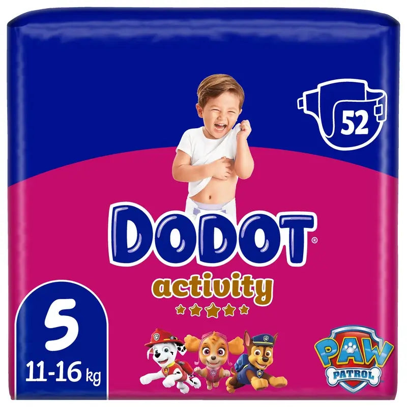 Dodot Activity Tamanho 5 (12-16 Kg), 52 fraldas