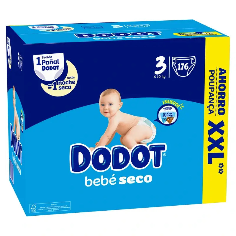 Dodot Baby Dry Fralda Tamanho 3 , 176 unidades
