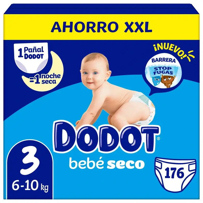 Dodot Baby Dry Tamanho 3, 176 fraldas