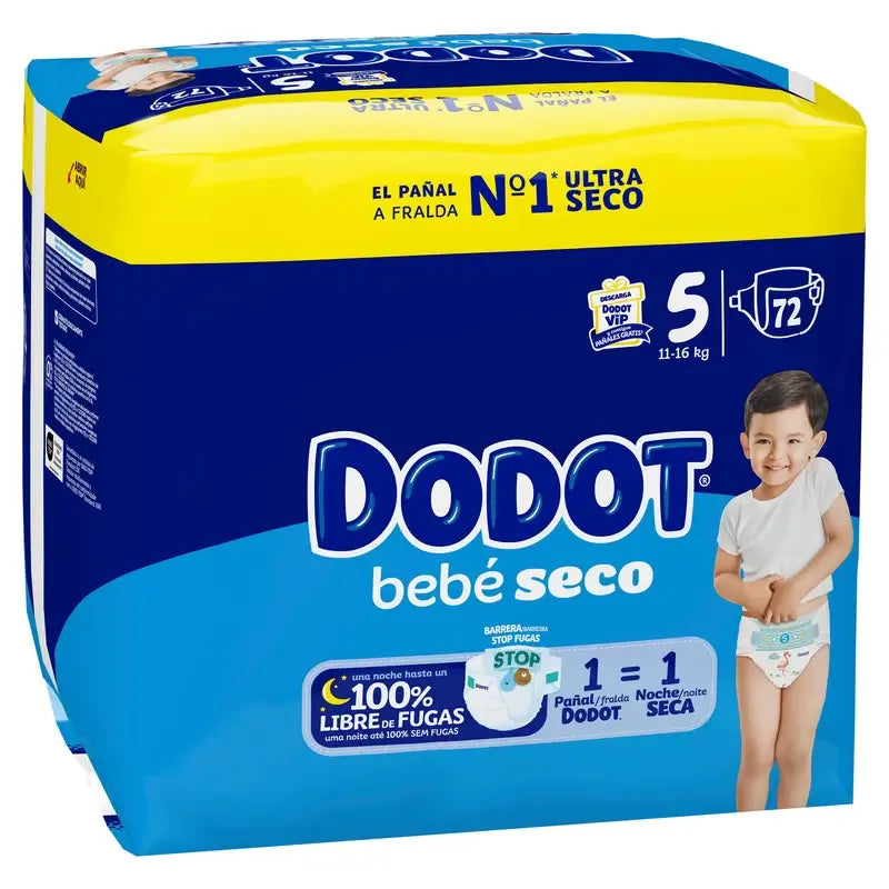 Dodot Baby Dry Tamanho 5 (11-16 Kg), 72 fraldas
