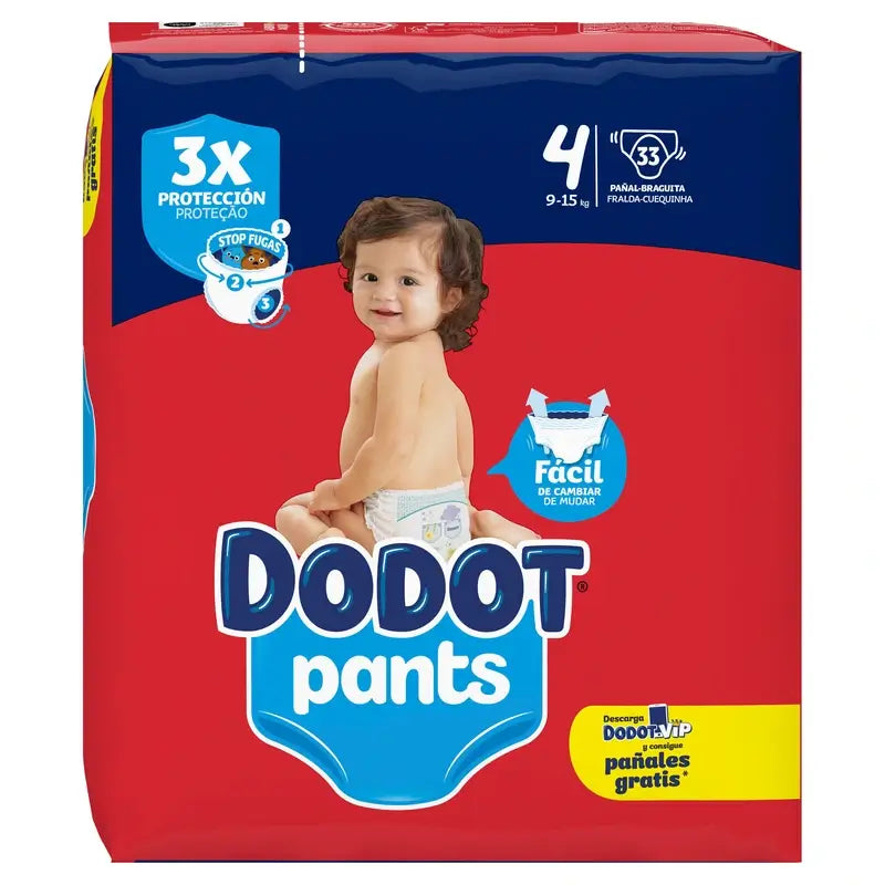 Dodot Pants Panty Tamanho 4 (9-15 Kg), 33 fraldas