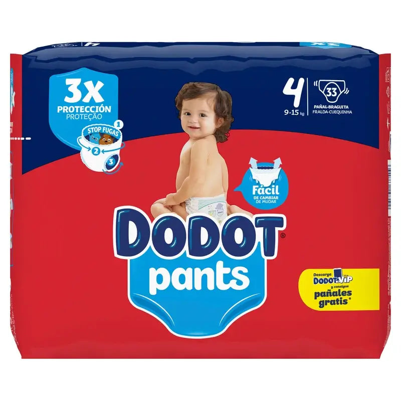 Dodot Pants Panty Tamanho 4 (9-15 Kg), 33 fraldas
