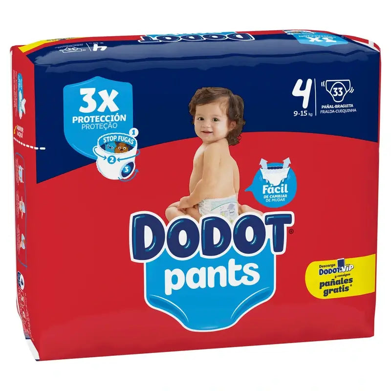 Dodot Pants Panty Tamanho 4 (9-15 Kg), 33 fraldas