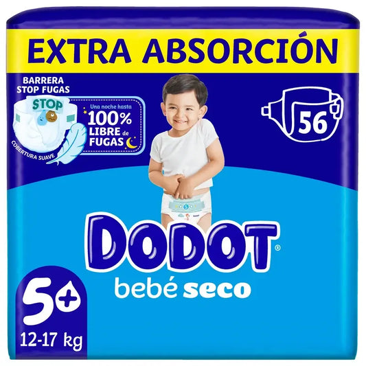 Dodot Baby Dry Baby Tamanho 5 Extra Jumbo, 56 fraldas