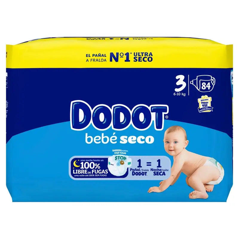 Dodot Baby Dry Tamanho 3 Jumbo, 84 fraldas