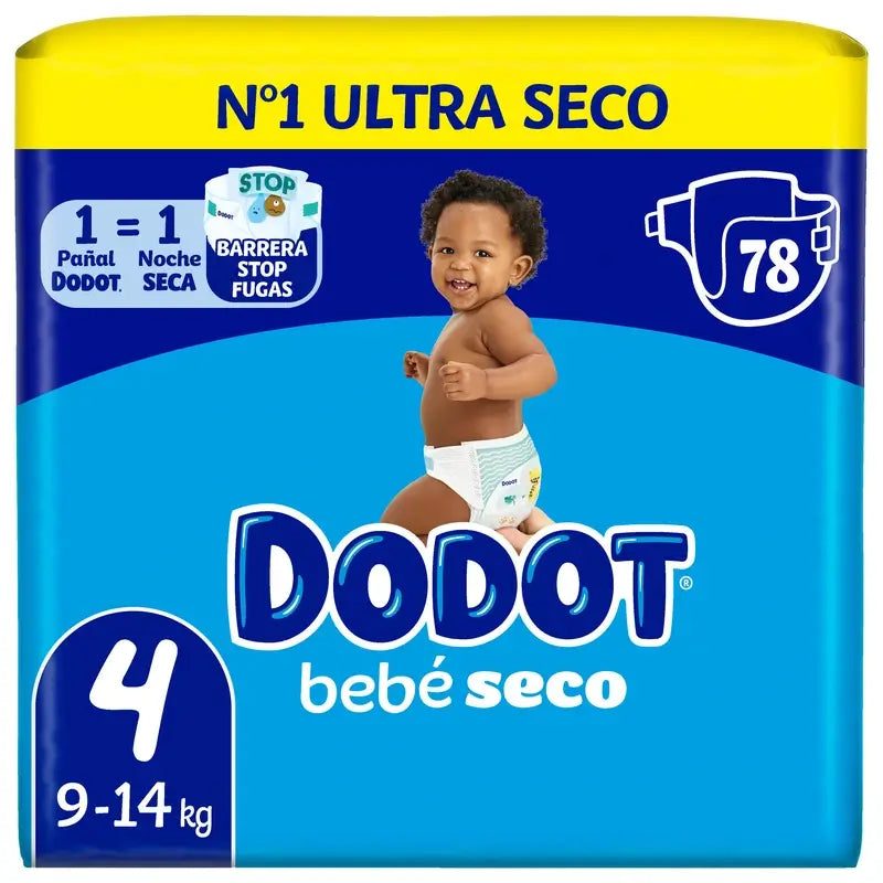 Dodot Baby Dry Tamanho 4 (9-14 Kg), 78 fraldas