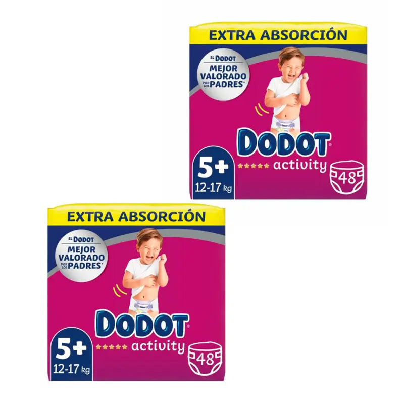 Dodot Pack 2X fralda de atividade tamanho 5+ (12-17 kg), 48 unidades.