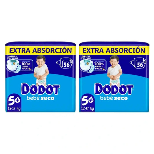Dodot Baby Dry Baby Tamanho 5 Extra Jumbo, 2x56 fraldas