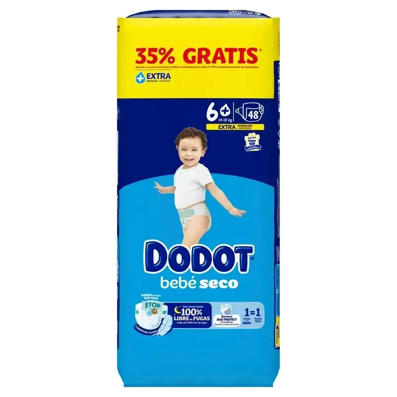 Dodot Baby Dry Tamanho 6+ (+14 Kg), 2x48 fraldas