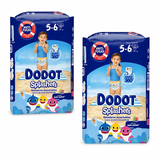 Dodot Splashers Water Nappies Tamanho 5-6, embalagem 2 x 10 unidades
