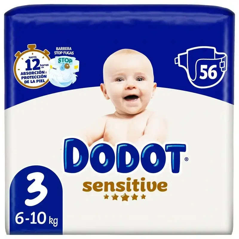 Dodot Sensitive Tamanho 3 (6-10 Kg), 168 fraldas