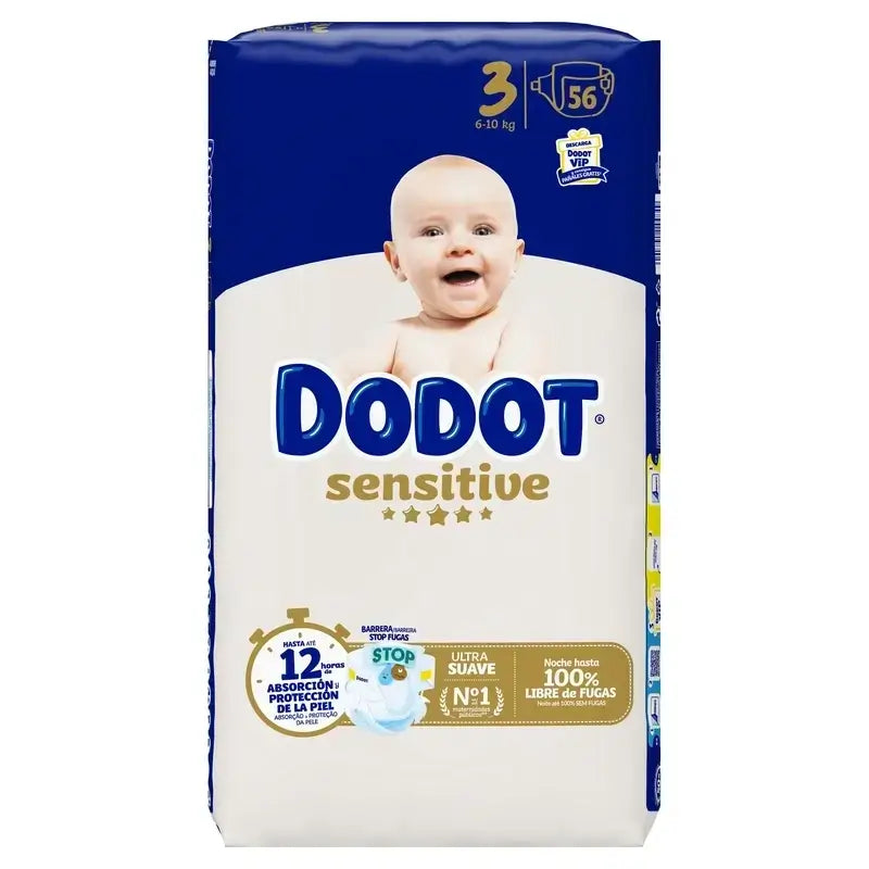 Dodot Sensitive Tamanho 3 (6-10 Kg), 168 fraldas