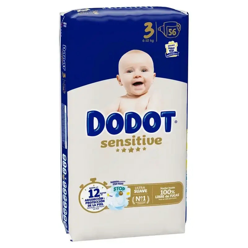 Dodot Sensitive Tamanho 3 (6-10 Kg), 168 fraldas