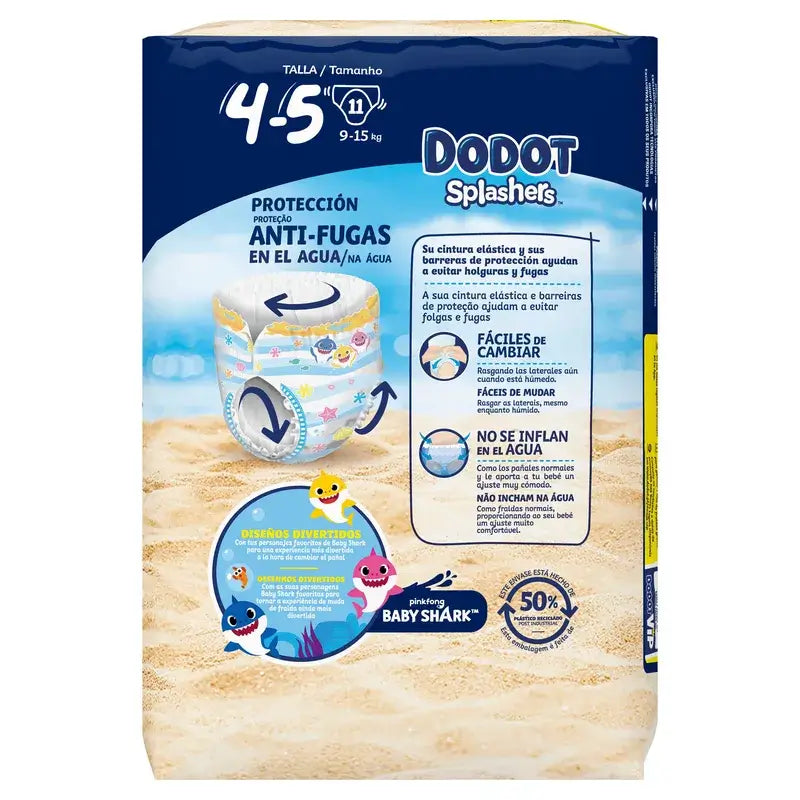 Dodot Splashers Water Nappies Tamanho 4-5, 11 unidades.