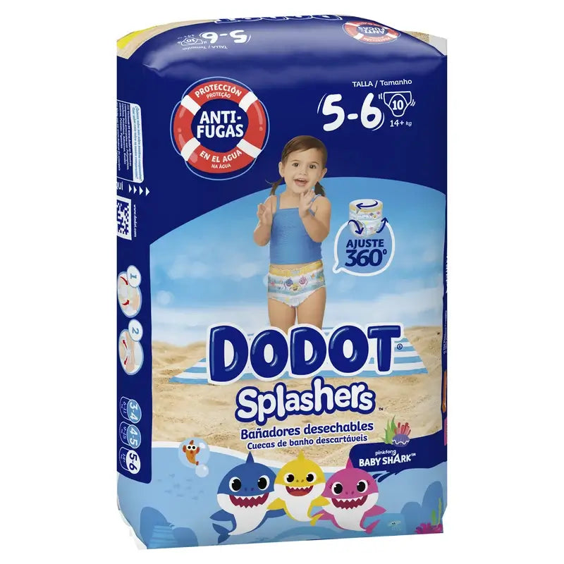 Dodot Splashers Water Nappies Tamanho 5-6, 10 unidades.