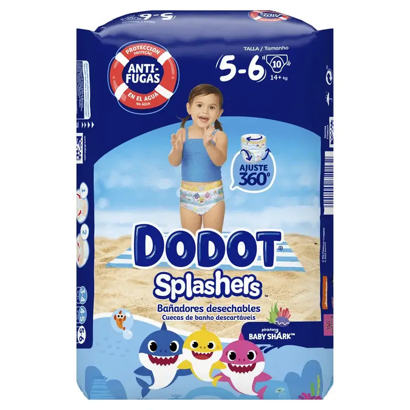 Dodot Splashers Water Nappies Tamanho 5-6, 10 unidades.