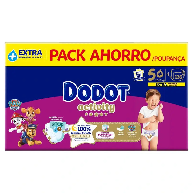 Dodot Caixa de actividades para fraldas Xxl tamanho 5 , 126 unidades