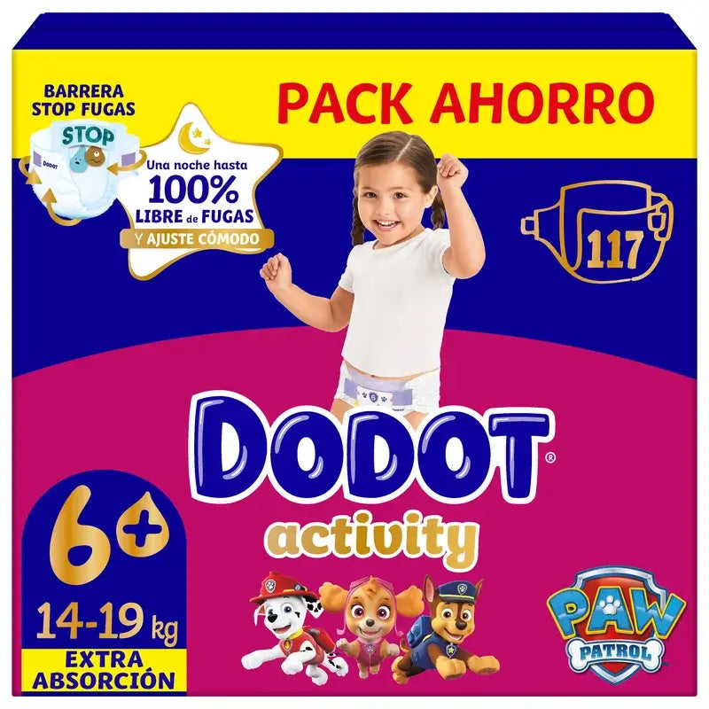 Dodot Activity Tamanho 6+, 14kg-19kg, 117 fraldas