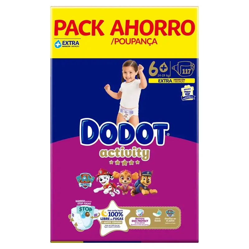 Dodot Activity Tamanho 6+, 14kg-19kg, 117 fraldas