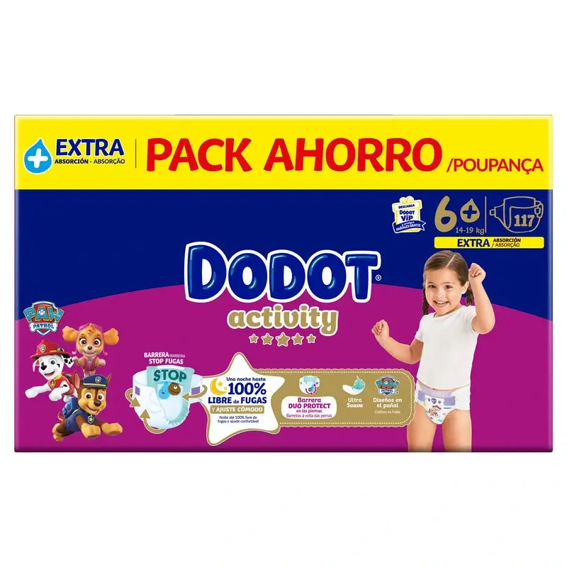 Dodot Activity Tamanho 6+, 14kg-19kg, 117 fraldas