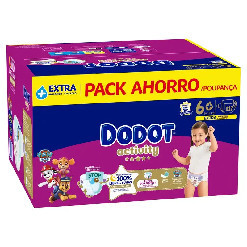 Dodot Activity Tamanho 6+, 14kg-19kg, 117 fraldas