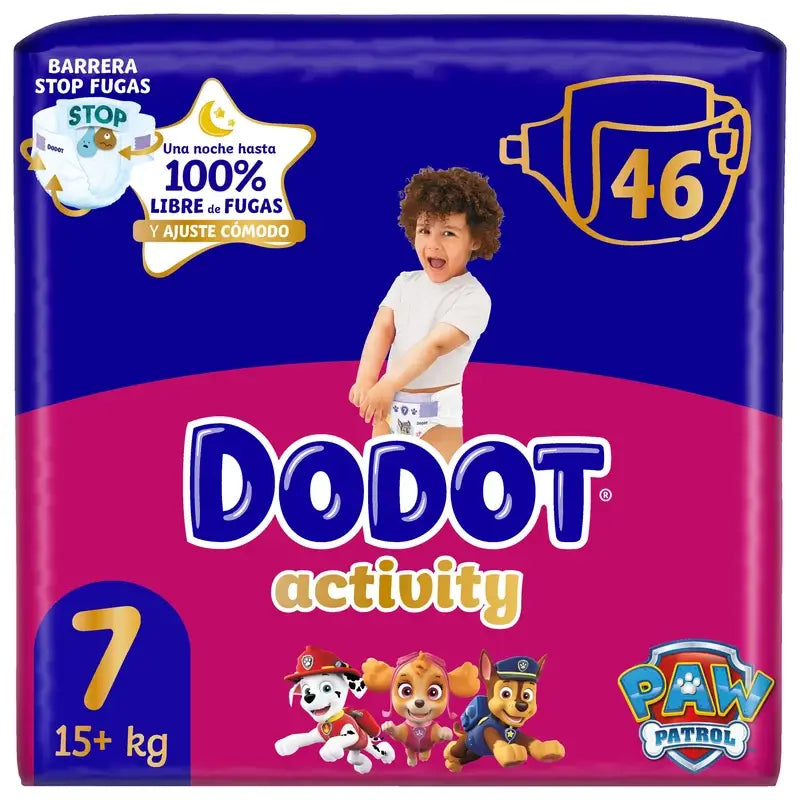 Dodot Activity Tamanho 7, 15kg+, 46 fraldas