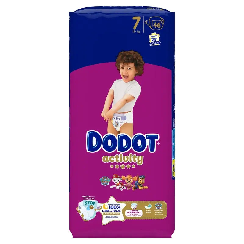 Dodot Activity Tamanho 7, 15kg+, 46 fraldas