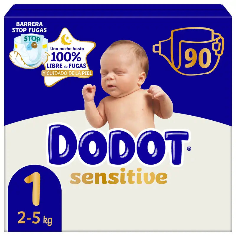 Dodot Sensitive Tamanho 1, 2kg-5kg, 90 fraldas