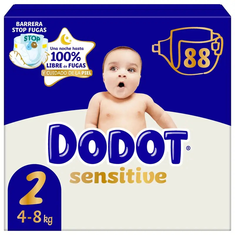 Dodot Sensitive Jumbo Sensitive Nappy Pack tamanho 2, 88 unidades.