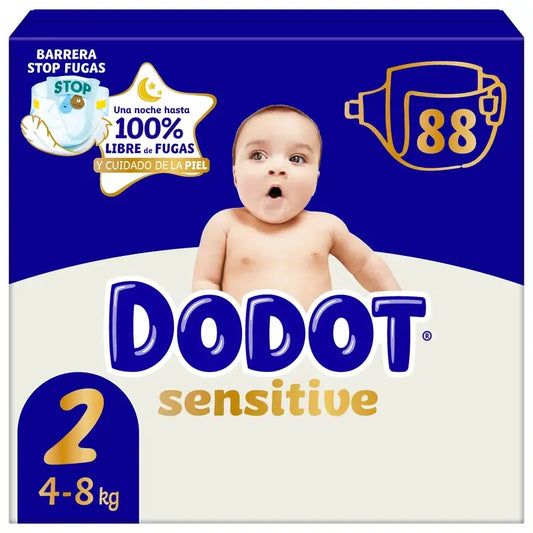 Dodot Sensitive Jumbo Sensitive Nappy Pack tamanho 2, 88 unidades.