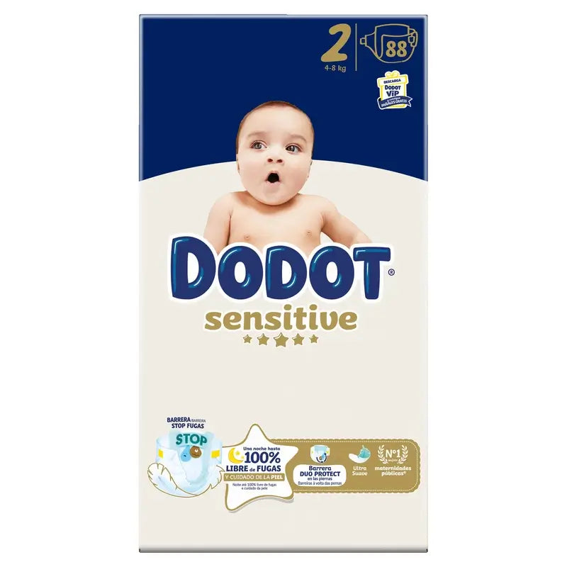 Dodot Sensitive Jumbo Sensitive Nappy Pack tamanho 2, 88 unidades.