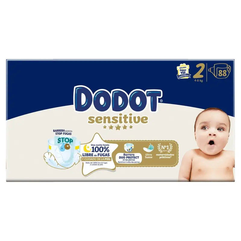 Dodot Sensitive Tamanho 2, 4kg-8kg, 88 fraldas