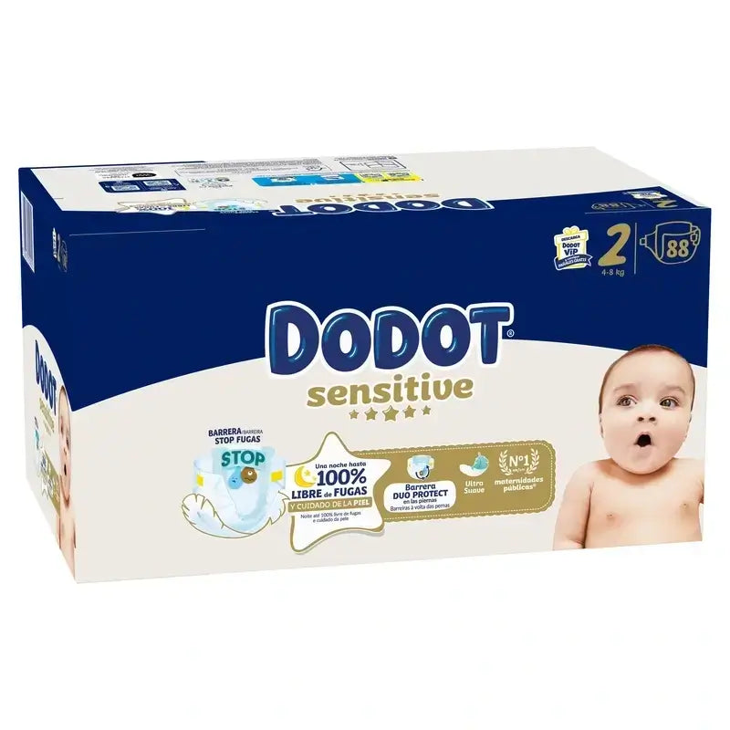 Dodot Sensitive Jumbo Sensitive Nappy Pack Tamanho 2 , 2x88 unidades + Aqua Plastic Free Wipes Box 6X48 (288 unidades)