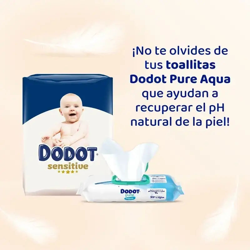Dodot Sensitive Jumbo Sensitive Nappy Pack Tamanho 2 , 2x88 unidades + Aqua Plastic Free Wipes Box 6X48 (288 unidades)