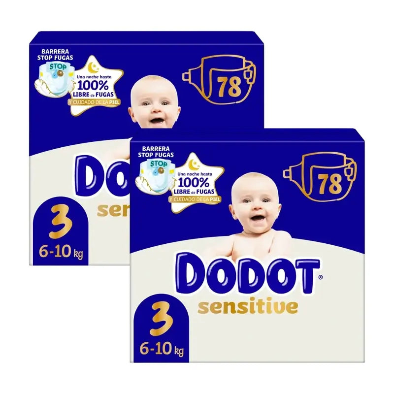 Dodot Sensitive Jumbo Sensitive Nappy Pack Tamanho 3, 2x78 unidades