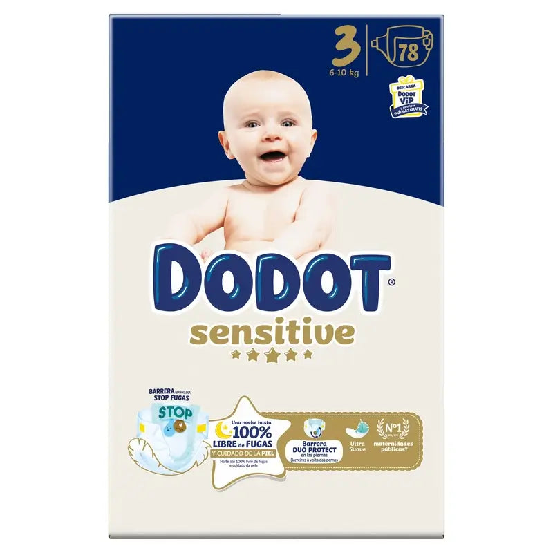 Dodot Sensitive Jumbo Sensitive Fraldas Tamanho 3 , 78 peças