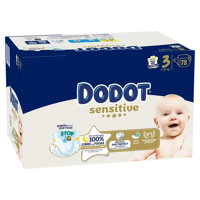 Dodot Sensitive Jumbo Sensitive Fraldas Tamanho 3 , 78 peças
