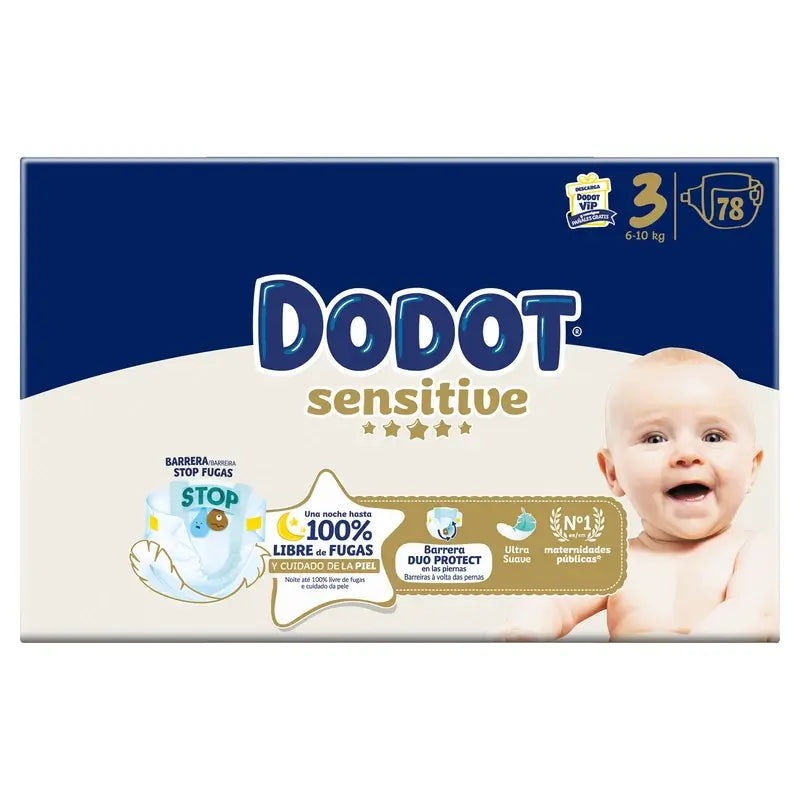 Dodot Sensitive Tamanho 3, 6kg-10kg, 78 fraldas