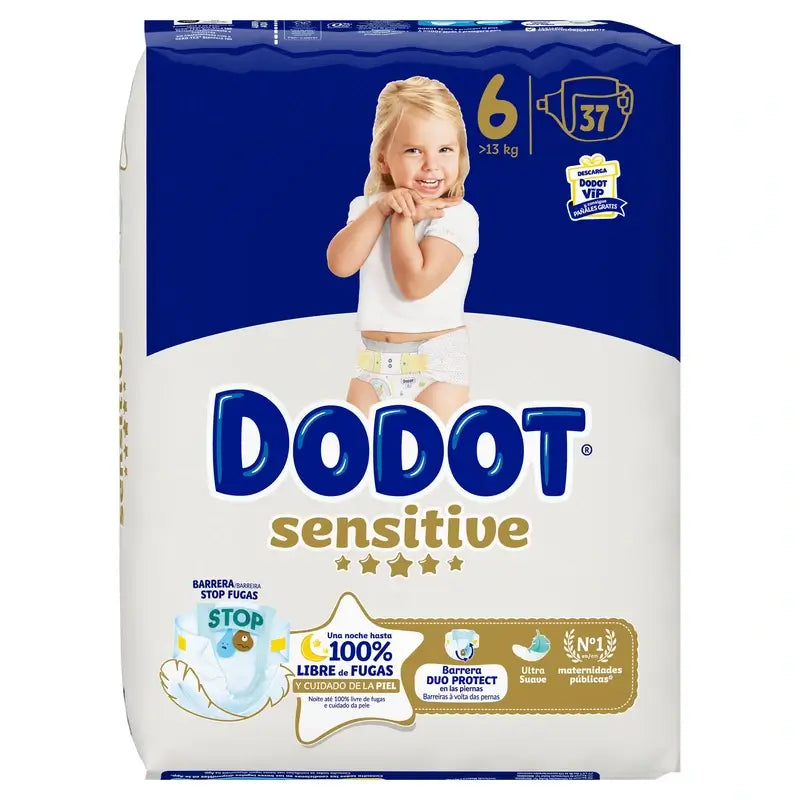 Dodot Sensitive Tamanho 6, >13kg, 37 fraldas