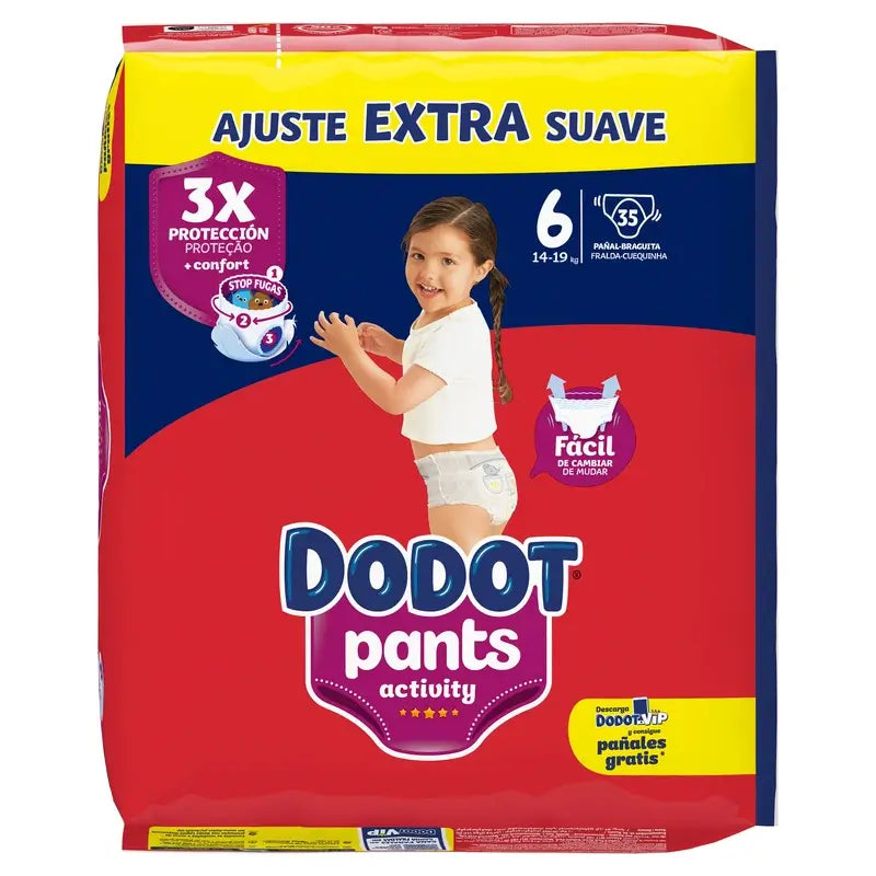Dodot Pants Activity Tamanho 6, 35 fraldas