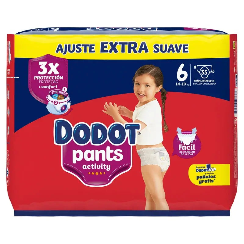 Dodot Pants Activity Tamanho 6, 35 fraldas
