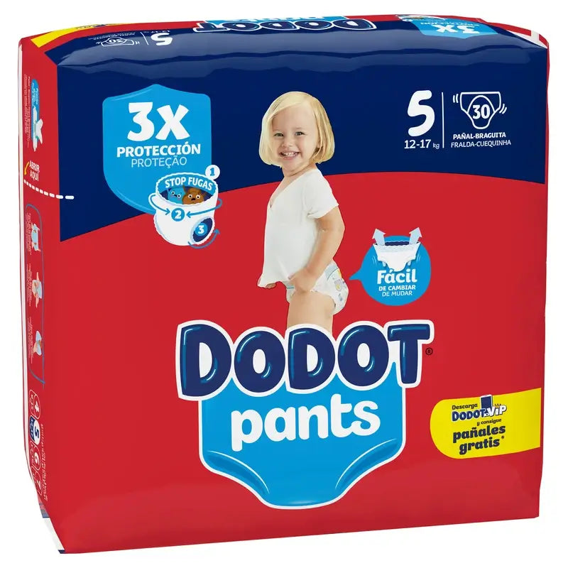 Dodot Pants Panty Tamanho 5 (12-17 Kg), 30 Fraldas